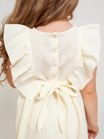 322-СЛ. Платье из муслина детское, хлопок 100% сливочный, р. 74,80,86,92